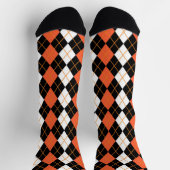 Sinaasappel Zwart Wit Argyle Diamond Design Sokken (Top)