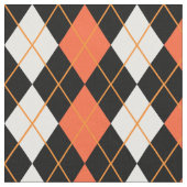 Sinaasappel Zwart Wit Argyle Diamond Design Stof (Close Up)