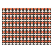 Sinaasappel Zwart Wit Argyle Diamond Design Tafelkleed (Voorkant (Horizontaal))