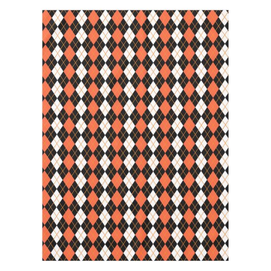 Sinaasappel Zwart Wit Argyle Diamond Design Tafelkleed (Voorkant)