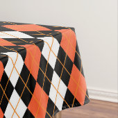 Sinaasappel Zwart Wit Argyle Diamond Design Tafelkleed (Voorbeeld)
