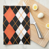 Sinaasappel Zwart Wit Argyle Diamond Design Theedoek (Quarter Fold)