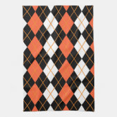 Sinaasappel Zwart Wit Argyle Diamond Design Theedoek (Verticaal)