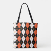 Sinaasappel Zwart Wit Argyle Diamond Design Tote Bag (Achterkant)