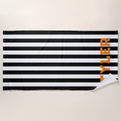 Sinaasappel Zwart-wit Classic Cabana Stripe Strandlaken (Voorkant)