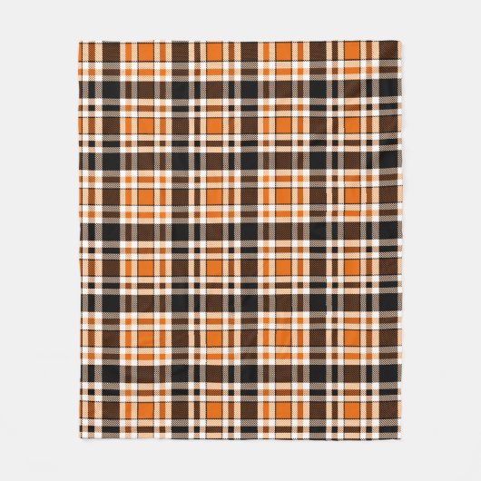 Sinaasappel Zwart Wit Flanel Tartan Pattern Design Fleece Deken (Voorkant)