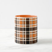 Sinaasappel Zwart Wit Flanel Tartan Pattern Design Mok (Midden)