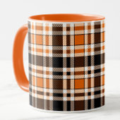 Sinaasappel Zwart Wit Flanel Tartan Pattern Design Mok