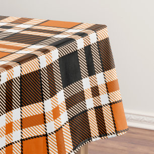 Sinaasappel Zwart Wit Flanel Tartan Pattern Design Tafelkleed