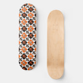 Sinaasappel Zwart Wit Geruit Fleur-de-lis Design Persoonlijk Skateboard (Voorkant)