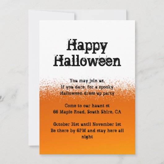 Sinaasappel zwart-wit Halloween uitnodiging (Voorkant)