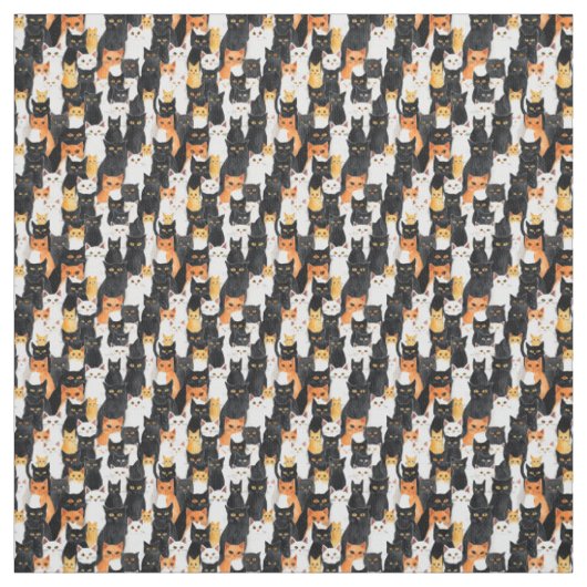 Sinaasappel Zwart Wit Katten Stof (Swatch)