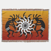 Sinaasappel Zwart Wit Zuidwest Design Kokopelli Deken (Voorkant)