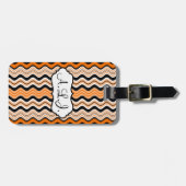 Sinaasappel, zwart, witte strepen Bagagelabel (Voorkant horizontaal)