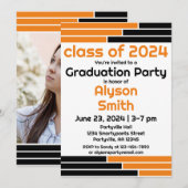 Sinaasappel & Zwarte Bars Één Foto Afstudeerder Pa Kaart (Voorkant / Achterkant)