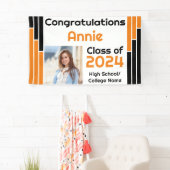 Sinaasappel & Zwarte Bars Één Foto Afstuderen Spandoek (Insitu)