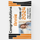 Sinaasappel & Zwarte Bars Één Foto Afstuderen Spandoek (Verticaal)