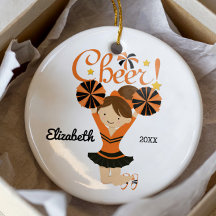 Sinaasappel & Zwarte Cheer Brunette Cheerleader Or