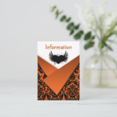 Sinaasappel, Zwarte Damask Wedding Enclosure Kaart (Staand voorkant)