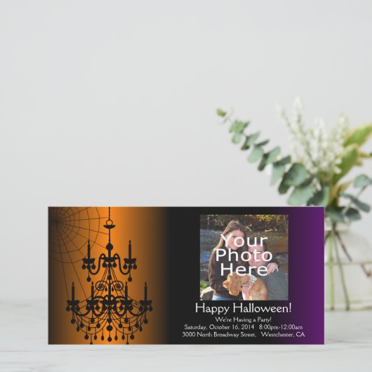 Sinaasappel/zwarte luidop feestdagenkaart (Staand voorkant)