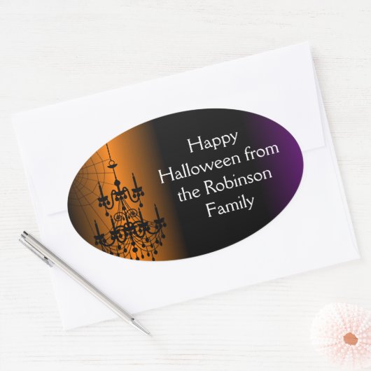 Sinaasappel/zwarte luidop ovale sticker (Envelop)