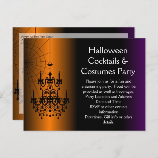 Sinaasappel/zwarte luidop uitnodiging briefkaart (Voorkant / Achterkant)