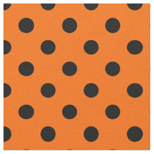Sinaasappel Zwarte Polka Dots Textiel Stof