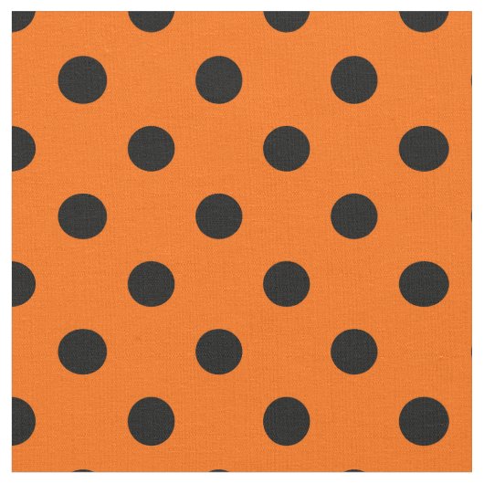 Sinaasappel Zwarte Polka Dots Textiel Stof (Close Up)