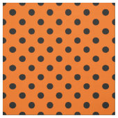 Sinaasappel Zwarte Polka Dots Textiel Stof (Swatch)