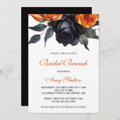 Sinaasappel & Zwarte Waterverf Bloemen Bruids Brun Kaart (Voorkant / Achterkant)