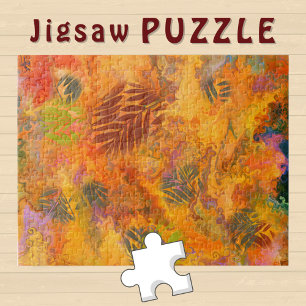 Sinaasappelbladeren Marmering Kunst Herfst Sfeer - Legpuzzel
