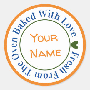 Sinaasappelblauw Vers uit de Oven Gebakken met Lie Ronde Sticker