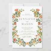 Sinaasappelbloem krans trouw uitnodiging (Voorkant)
