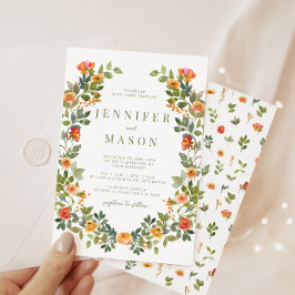 Sinaasappelbloem krans trouw uitnodiging