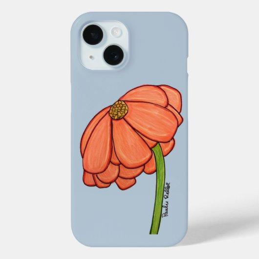 Sinaasappelbloem met blauwe achtergrond Case-Mate iPhone case (Achterkant)