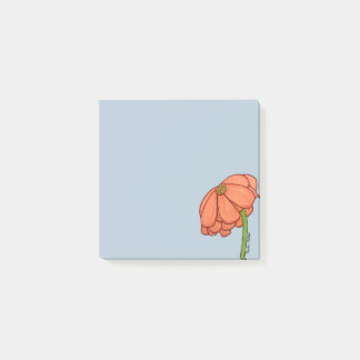 Sinaasappelbloem met blauwe achtergrond post-it® notes
