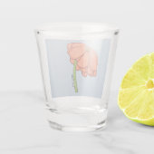 Sinaasappelbloem met blauwe achtergrond shot glas (Achterkant)