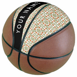 Sinaasappelbloemen, bloempatroon, Boho, Uw naam Basketbal