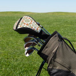 Sinaasappelbloemen, bloempatroon, Boho, Uw naam Golfheadcover