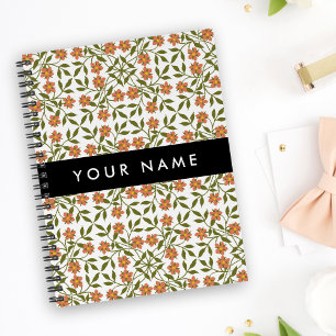 Sinaasappelbloemen, bloempatroon, Boho, Uw naam Notitieboek
