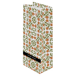 Sinaasappelbloemen, bloempatroon, Boho, Uw naam Wijn Cadeautas