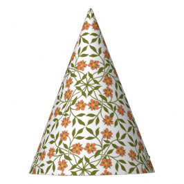 Sinaasappelbloemen, bloempatroon, groen, Boho Feesthoedjes