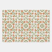 Sinaasappelbloemen, bloempatroon, groen, Boho Inpakpapier Vel (Voorkant 3)