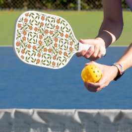 Sinaasappelbloemen, bloempatroon, groen, Boho Pickleball Paddle