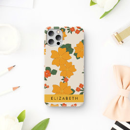 Sinaasappelbloemen, Bloempatroon, Uw Naam iPhone 16 Hoesje