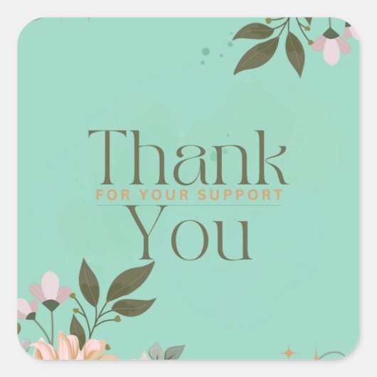 sinaasappelbloemen dankbare stickers, vierkante sticker (Voorkant)