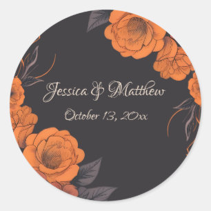 Sinaasappelbloemen Elegante Trouwsticker Ronde Sticker
