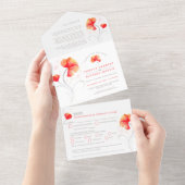 Sinaasappelbloemen grijs draaien waterverf alles i all in one uitnodiging (Afscheurbaar)