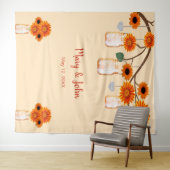 Sinaasappelbloemen Mason Potten Foto Achtergrond Wandkleed (In Situ (horizontaal))