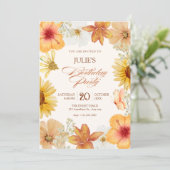 Sinaasappelbloemen verjaardag kaart (Staand voorkant)